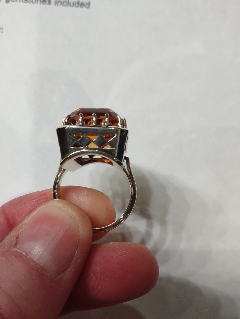 Citrine 14kt Yellow Gold Emerald-Cut Ring 15 Carat Stone Appraisal Natural Stone - Picture 11 of 12